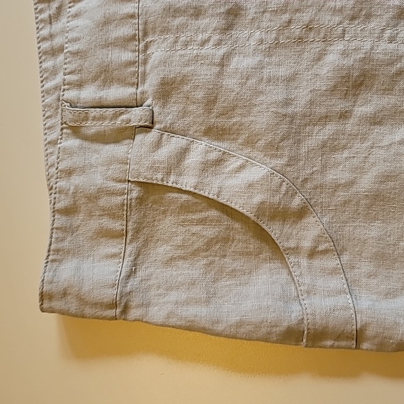Cynthia Rowley linen slacks womens 14 ecru front cargo & back patch pocket - Picture 6 of 14
